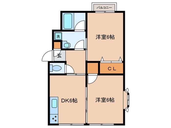 サンビレッジ(2DK/1階)の間取り写真