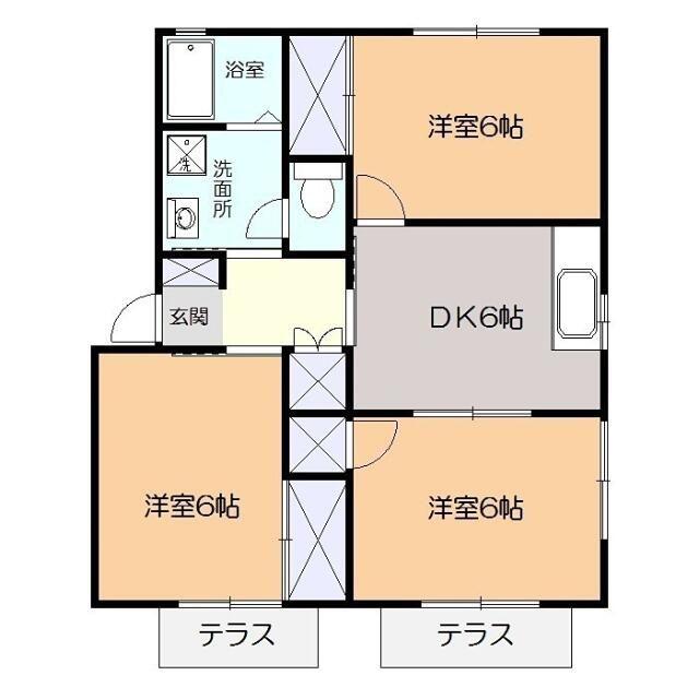 VIVAパレットA(3DK/1階)の間取り写真
