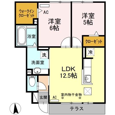 JR東海道本線 藤枝駅 徒歩61分 2階建 築10年(2LDK/1階)の間取り写真