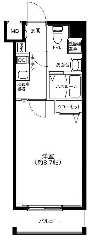グランフォース中野富士見町(1K/1階)の間取り写真