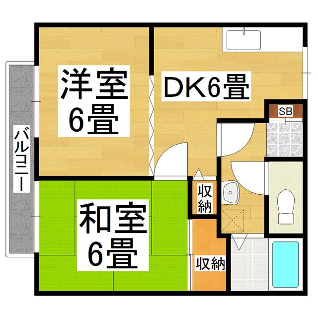パナハイツグリーンセヴン(2DK/1階)の間取り写真