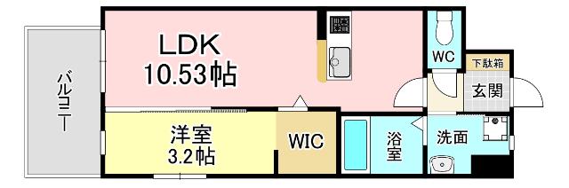 オーヴジョンクラス浅香通(1LDK/2階)の間取り写真