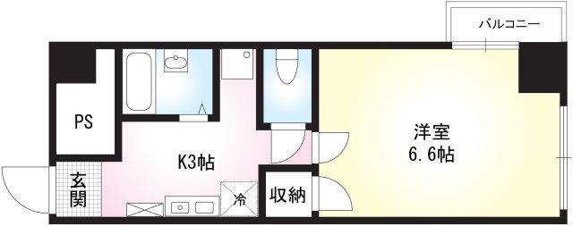 山王ハマセイホウ(1K/4階)の間取り写真