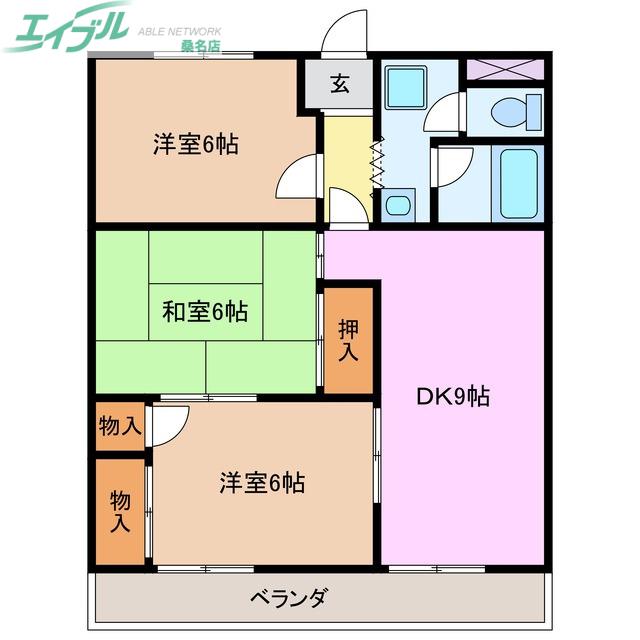 グランデールヒルズ(3DK/4階)の間取り写真