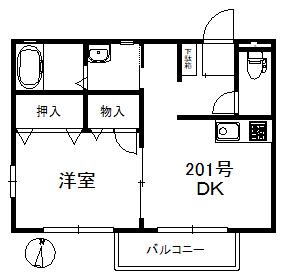 RUMIEL・IJIRI(1DK/2階)の間取り写真
