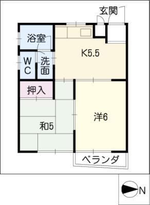 加福ハイツIII(2K/1階)の間取り写真