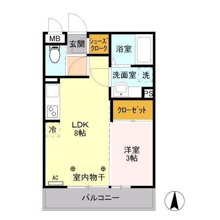 シルキーコート(1LDK/2階)の間取り写真
