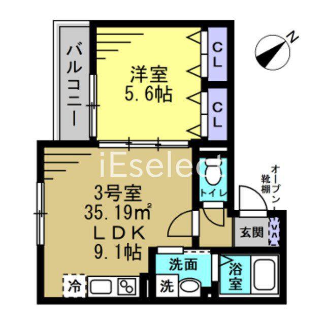 LUNIGHT都賀(1LDK/1階)の間取り写真