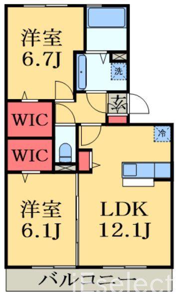 グランソレイユ(2LDK/1階)の間取り写真