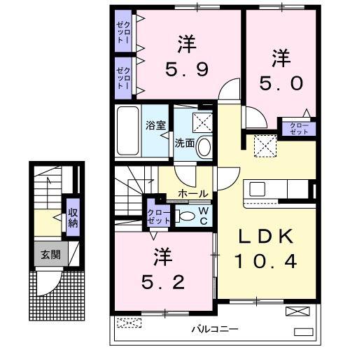 インフォレスト横浜A棟(3LDK/2階)の間取り写真