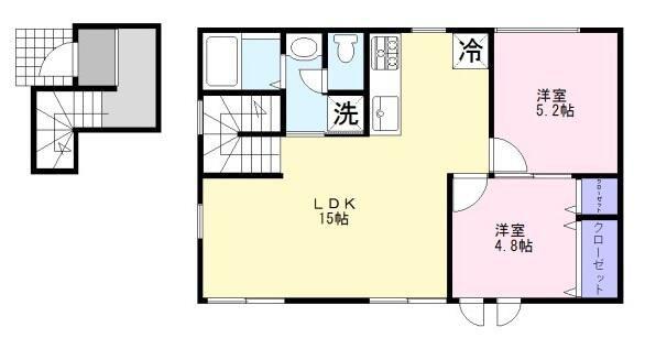 GROVE HOUSE(2LDK/2階)の間取り写真