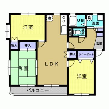 コンフォートつかまち(3LDK/1階)の間取り写真