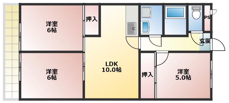 グリーンヒルYAMATO(3LDK/4階)の間取り写真