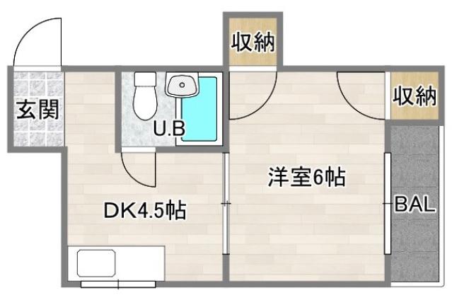 千躰ハザマコーポ(1DK/2階)の間取り写真