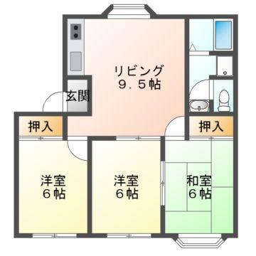 アーバン・ハイツ松新I C棟(3DK/2階)の間取り写真