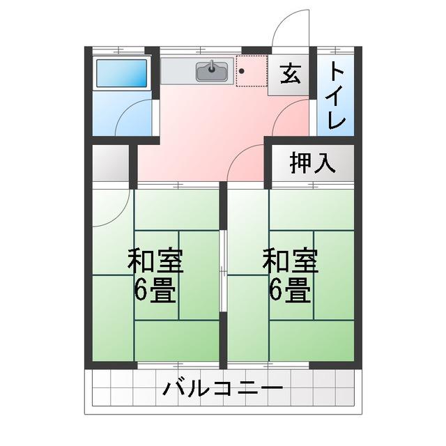 滝沢アパート(2DK/2階)の間取り写真