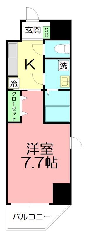 チェリーコート海老名(1K/8階)の間取り写真