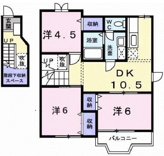 ミニョランシーヌ(3DK/2階)の間取り写真