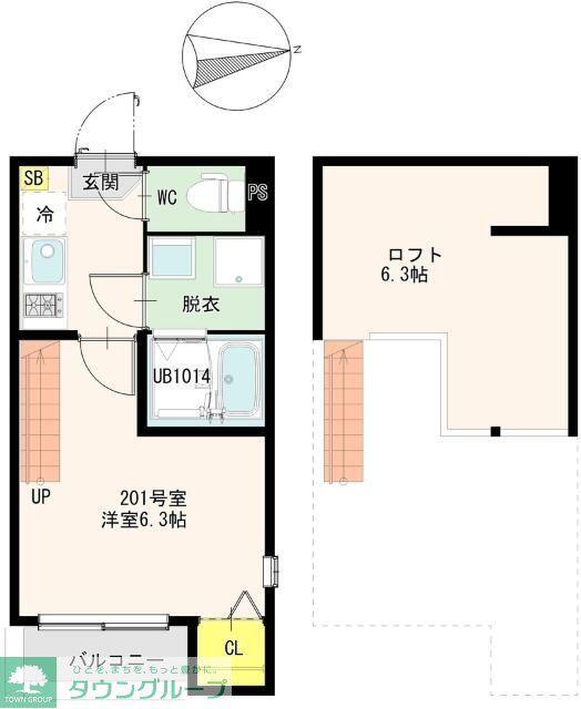 仙台市地下鉄南北線 河原町駅(宮城) 徒歩9分 2階建 新築(1K/2階)の間取り写真