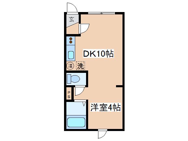 パークサイド健(1DK/2階)の間取り写真