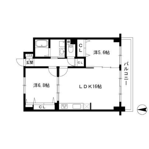 GRAN CREST(2LDK/6階)の間取り写真