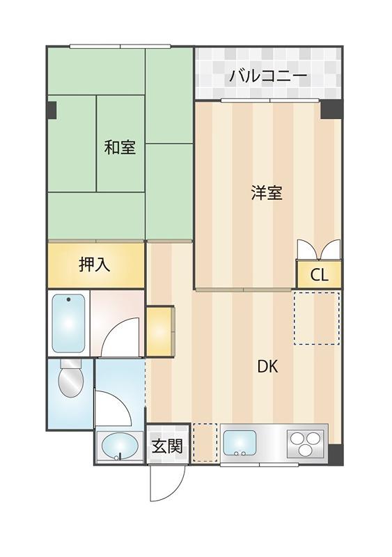 ラ・メール岡野(2DK/3階)の間取り写真