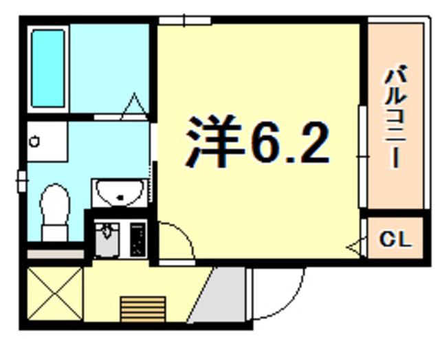 ソレイユ東雲(1K/2階)の間取り写真