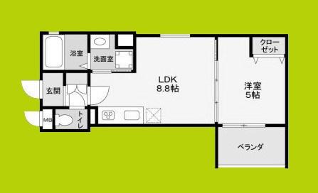 CASA CALMA上野口(1LDK/3階)の間取り写真