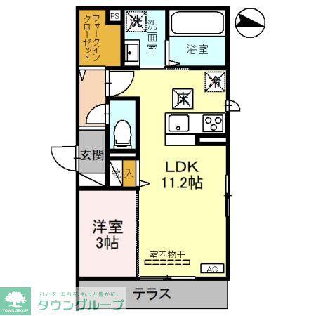 サウスERN DECIO(1LDK/1階)の間取り写真