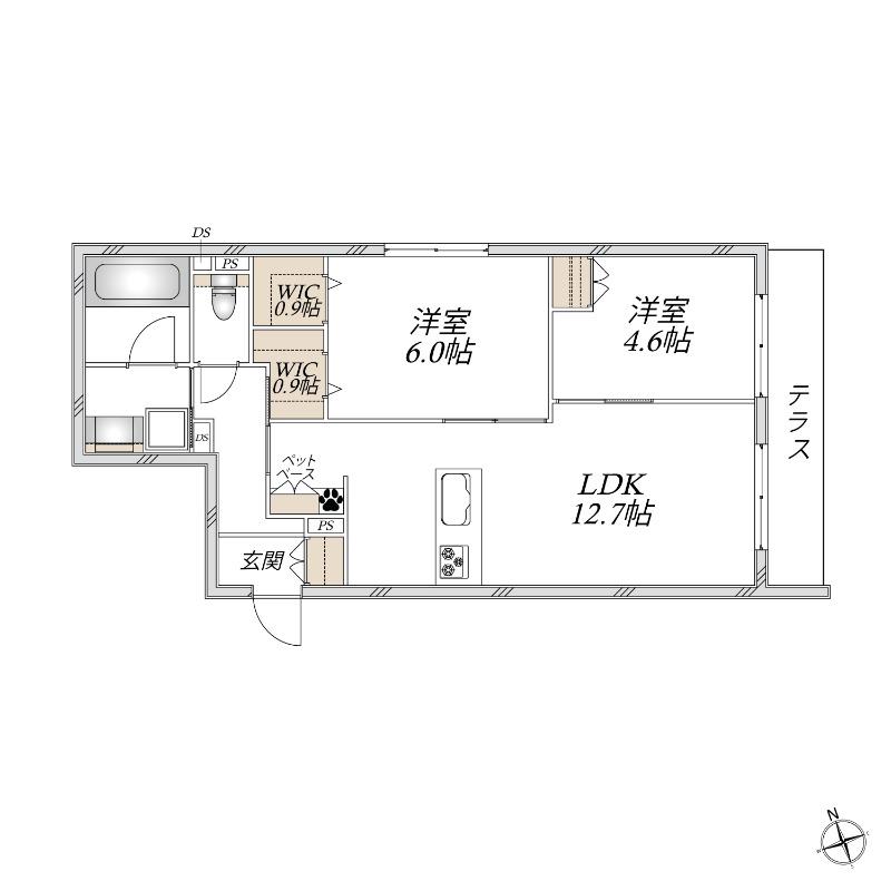 MAISON M(2LDK/1階)の間取り写真