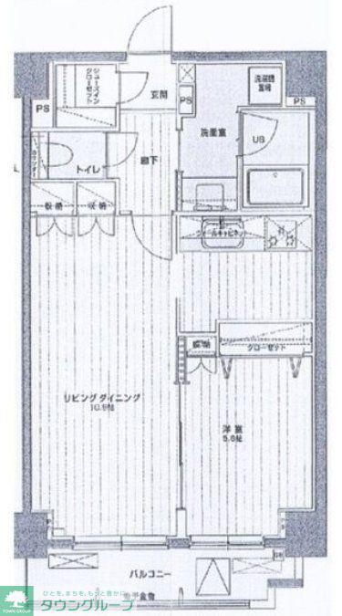 フュージョナル両国(1LDK/3階)の間取り写真