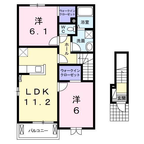 ミュアフィールド2(2LDK/2階)の間取り写真