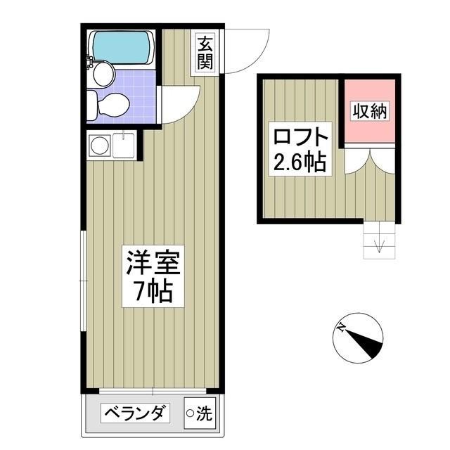 ペンション竹ノ塚(ワンルーム/2階)の間取り写真