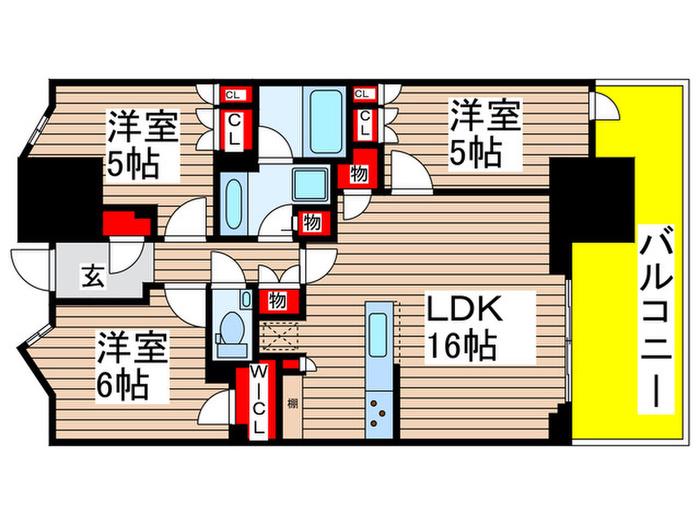 幕張ベイパーク ライズゲートタワー(3LDK/25階)の間取り写真