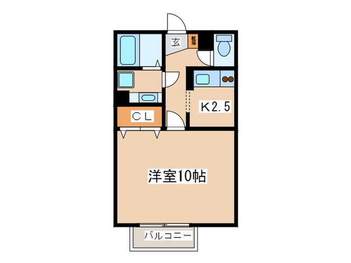 ラ・プラージュ(1K/2階)の間取り写真