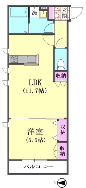 NEWRISE 大森本町(1LDK/2階)の間取り写真