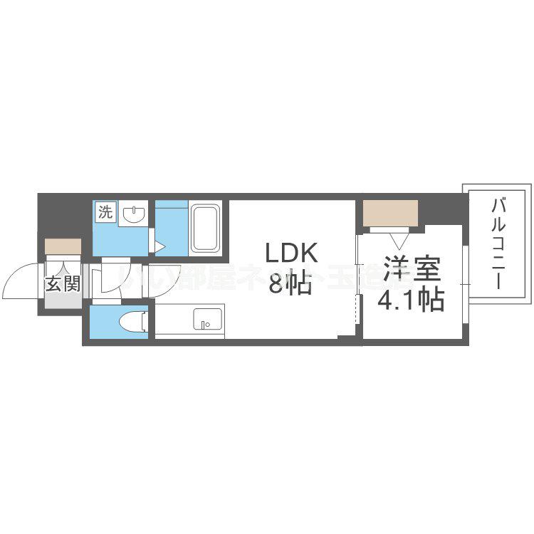 エスリードレジデンス大阪谷町ザ・マークス(1LDK/2階)の間取り写真