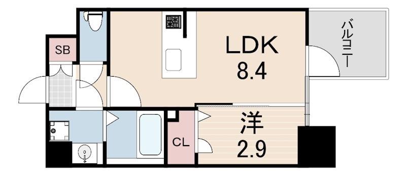 エスリード神戸三宮ヒルズ(1LDK/4階)の間取り写真