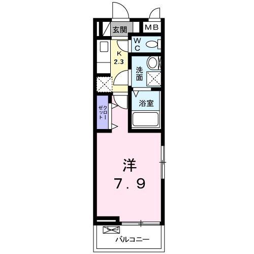 エスポアIII(1K/2階)の間取り写真