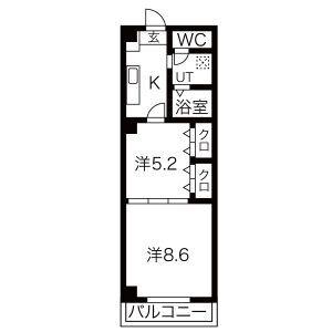 レジデンスカープ茂原(2K/4階)の間取り写真