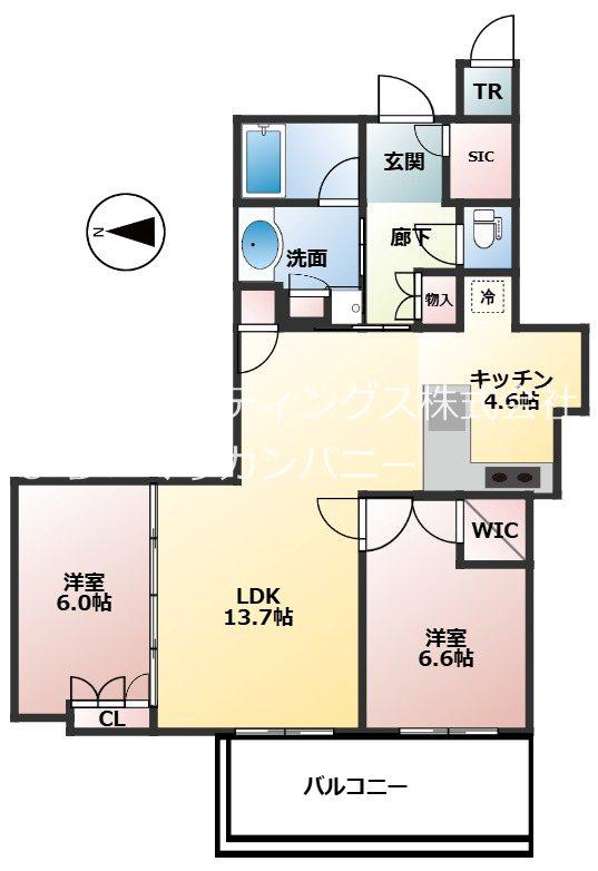 グレースタワーIII(2LDK/9階)の間取り写真