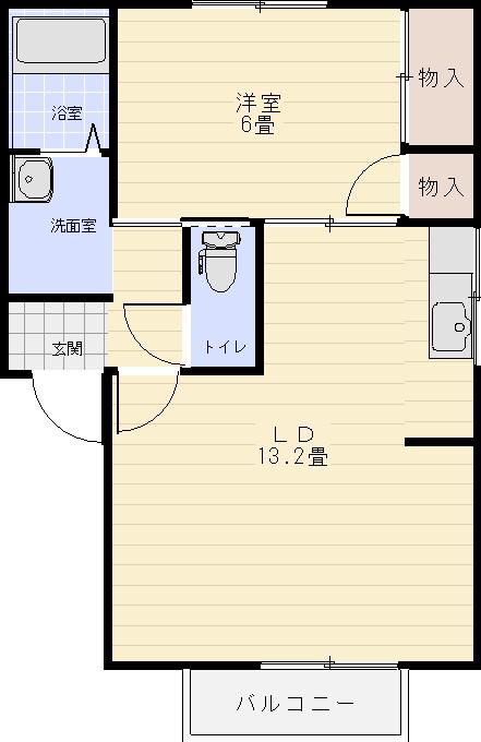 ラフィーネ茨島(1LDK/2階)の間取り写真