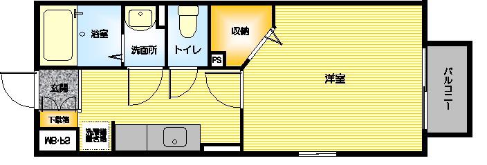 ニュートキワハイツ(1K/1階)の間取り写真