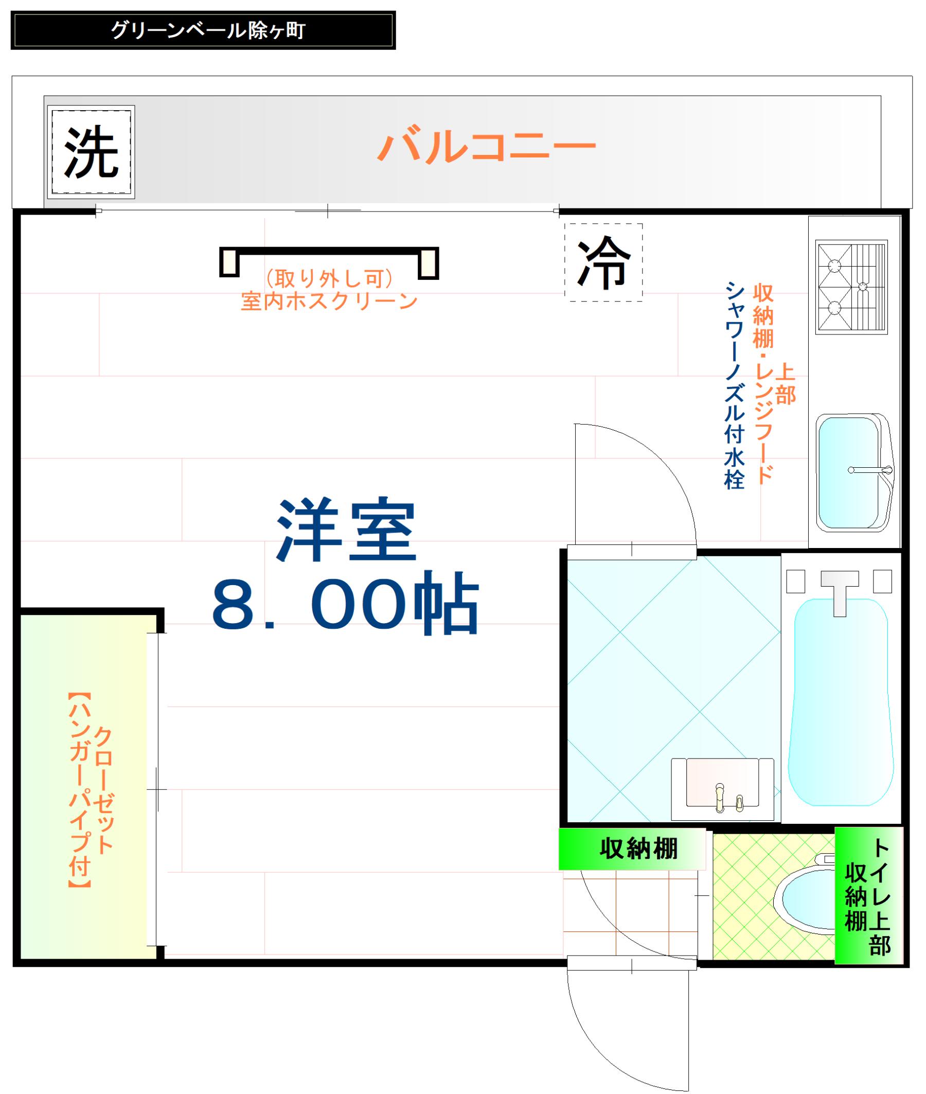 グリーンベール除ケ町A(ワンルーム/1階)の間取り写真