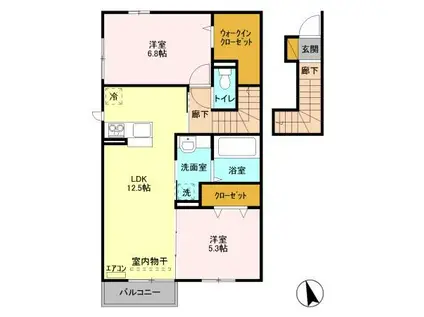 SOLANA YAWARA(2LDK/2階)の間取り写真