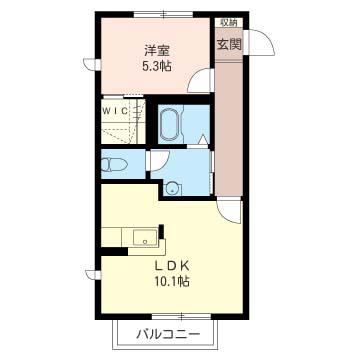 ドメイン6A(1LDK/1階)の間取り写真