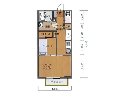 ソレイユD(1LDK/2階)の間取り写真