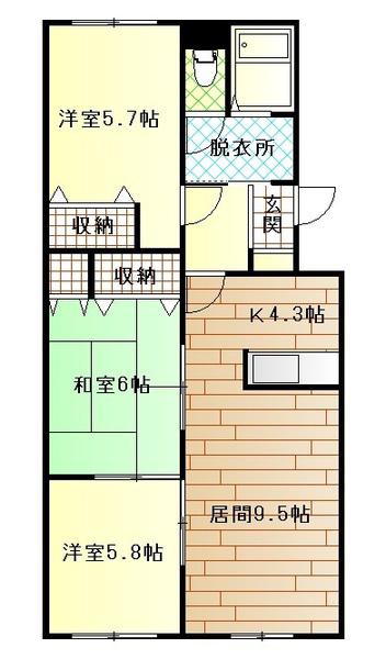 レジデンスすみのい(3LDK/2階)の間取り写真