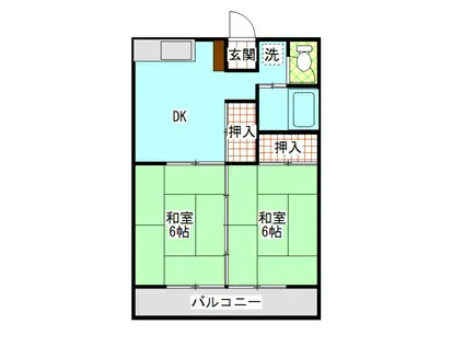 サザンクロス御山(2DK/2階)の間取り写真