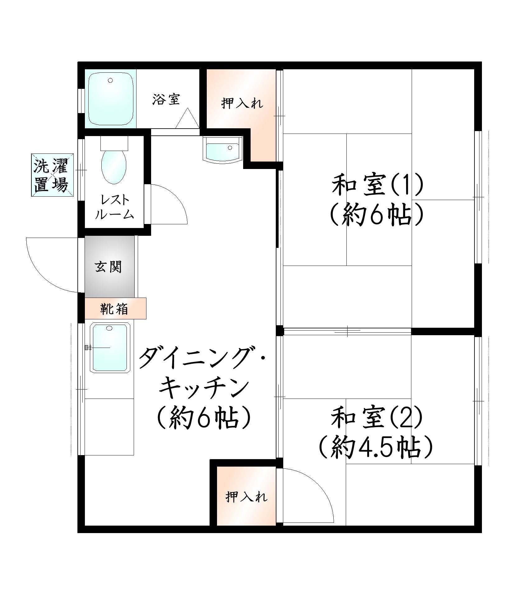 旭コーポ(2DK/2階)の間取り写真